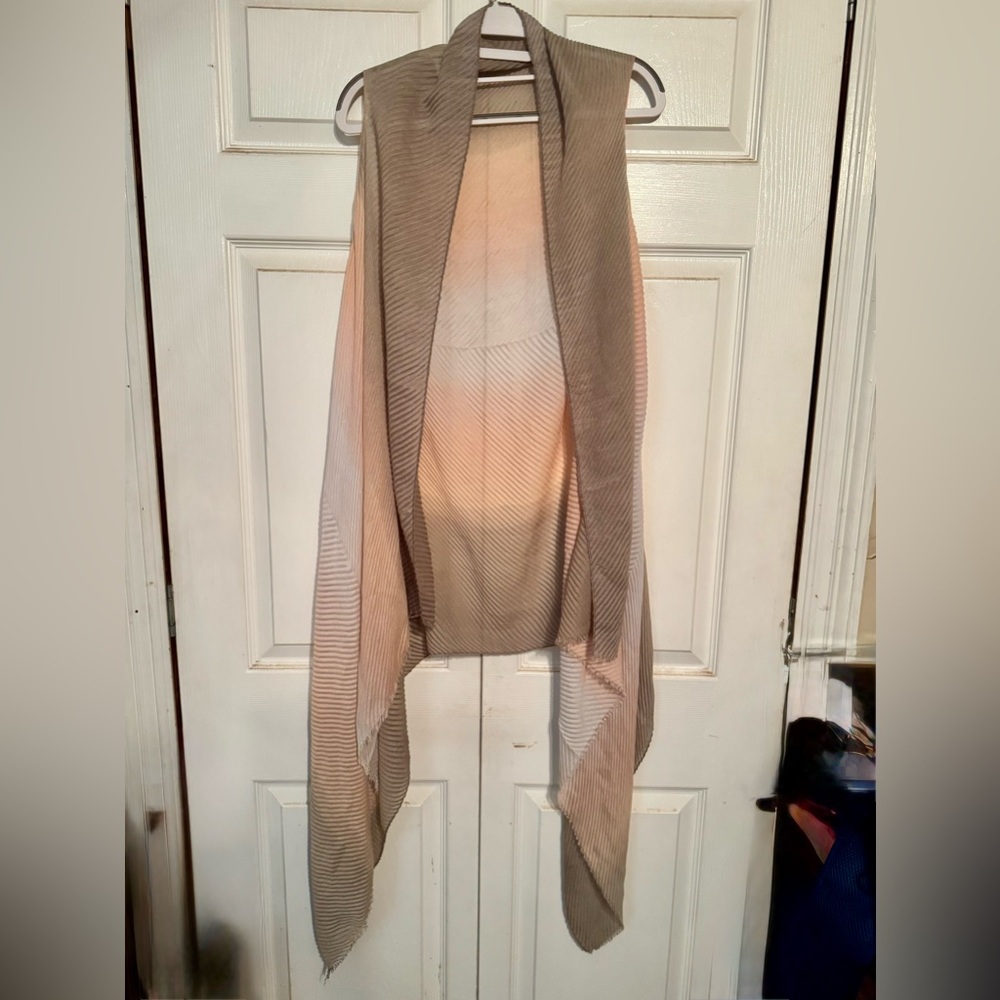 VIBE Kimono OS  Sleeveless Vest Pink Cream Ombre’ Ribbed  Boho Hippie CoverUp